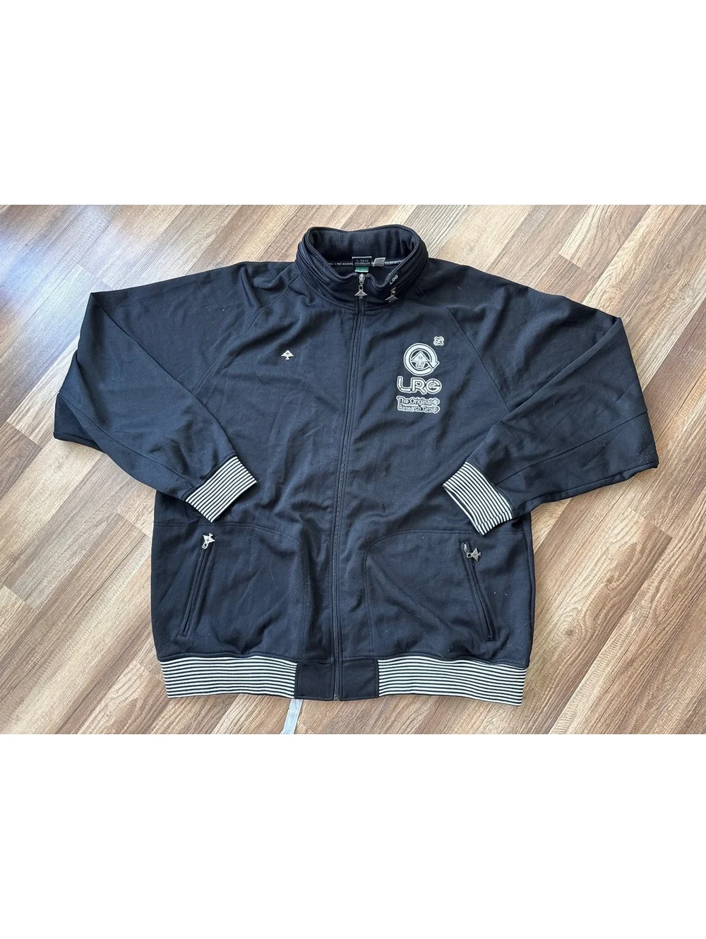 LRG Track Jacket Mens 4XL Black Full Zip Y2K Streetwear Big Tall